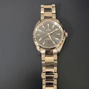 Omega Gold Men's Bracelet Watch with Gray Dial